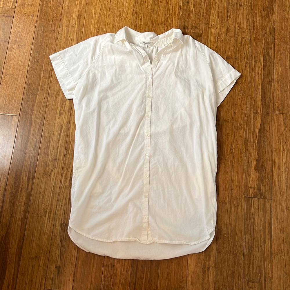 Madewell oversized white button down shirt dress size medium